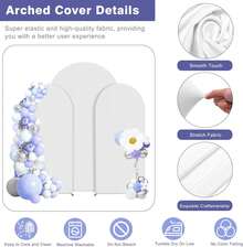 Arch Backdrop Stand And Cover Set(7.3FT,6FT,6FT), Metal Balloon Arch, Wedding Stand Metal Frame For Birthday, Party, Baby Shower, Graduation Ceremony, White - 白色 - 查看 3