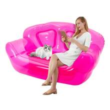 Inflatable Clear Pink Double Person Sofa Blow UP Chairs Portable Camping Yard Couchs Inflatable Patio Furniture - Red - View 6