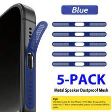 ZYONS 5 piezas para iPhone 17 Pro Max/17 Air/16 Pro Max/16/15/14/13/12 Series, rejilla de metal antipolvo para altavoz, hecha de material de metal duradero, en colores negro/plateado/naranja cósmico/dorado/verde/rojo/azul/morado/titanio del desierto y talla grande colores