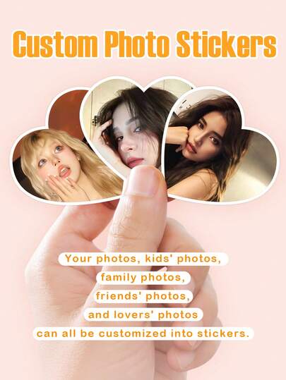 Customized Heart-Shaped Photo Stickers, Photo Sticker Customization, Couple, Pet, Landscape And Various Photo Customized Stickers