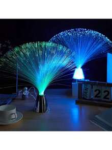 LED Fiber Optic Lamp, Automatic Color Changing, Novelty Decorative Light, Indoor Atmosphere Lamp, Powered By 3 AA Batteries, Suitable For Birthday Decoration, Party Decoration, Yard Lighting, Christmas Decoration - Silver - View 5