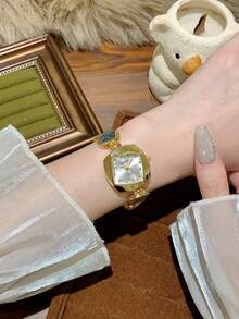 1pc Vintage Personalized Polygonal Dial Women's Wrist Watch, Fashion Minimalist Elegant Luxury Petite Quartz Ladies Watch, Suitable For Daily Wear, Parties And Other Occasions - Grey - View 6