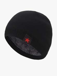 1pc Men's Plain Knitted Hat, Soft, Warm, Double-Layered, Fashionable, Casual, Thickened Winter, Outdoor Sports, Riding, Traveling, Headgear, Woolen Hat, Suitable For Daily Wear Beanie Fall Outfit - Black - View 9