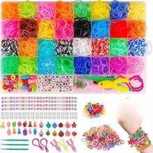 Set de kit de fabricación de pulseras de goma de 2700+/1600+/600+ piezas: kit de artesanía de pulseras trenzadas de colores aleatorios, regalo creativo para fiesta de cumpleaños, set de arte y manualidades que incluye herramientas de tejido, suministros para principiantes de joyería para mujeres