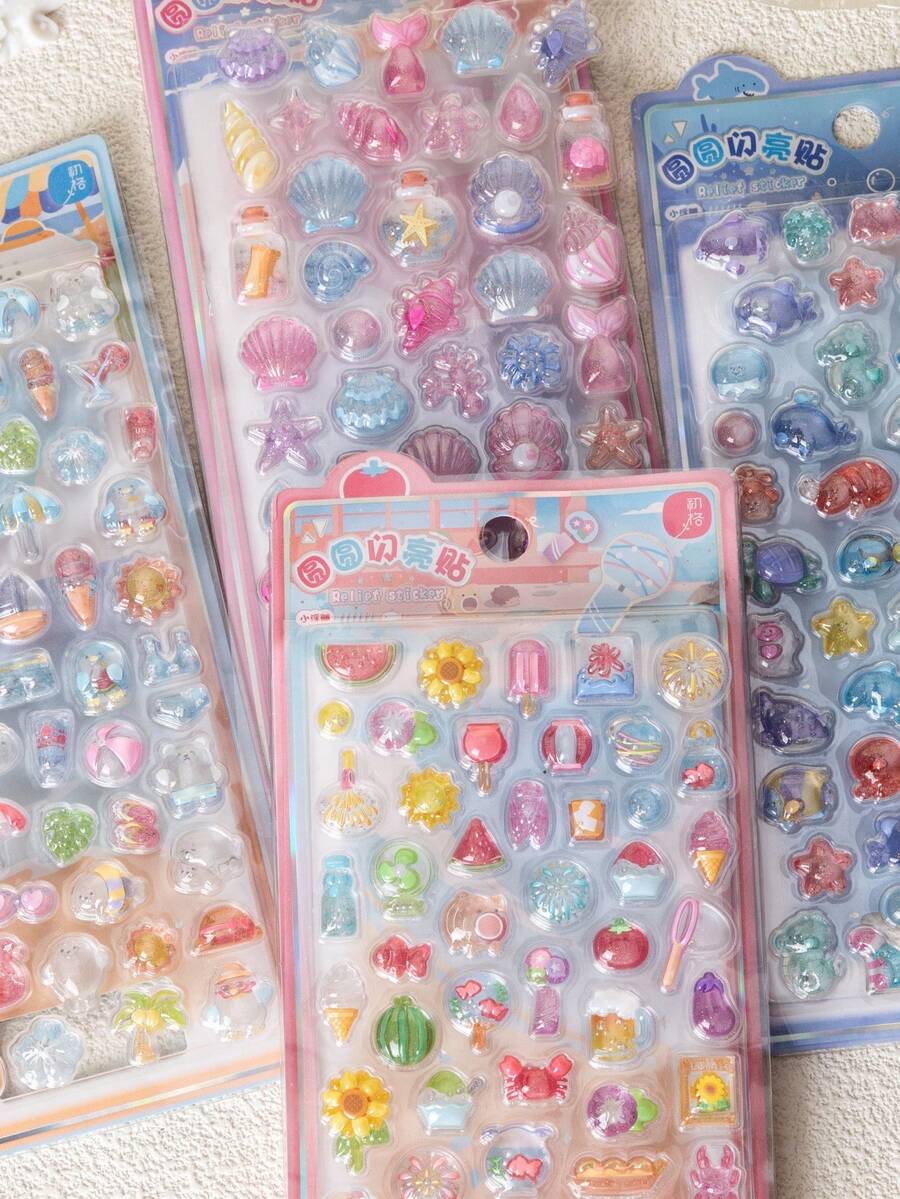 1 片卡通 3D 水钻贴纸，卡通动物自粘贴纸，适用于剪贴簿、文具装饰、DIY 项目、办公用品、学校用品和工艺品 - 彩色 - 查看 1