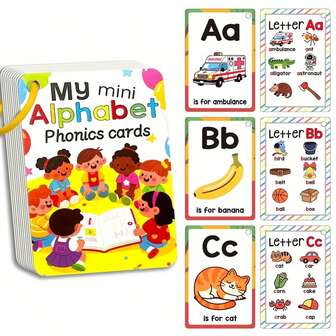27ピース アルファベット学習セット、3-6歳向け ABC フォニックスフラッシュカード - 絵と文字付き | 文字の発音、フォニックス練習、初期の読解力 | 就学前教育玩具