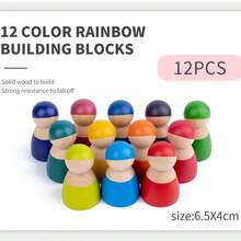 Rainbow Stacking Building Blocks For Children, Early Education To Develop Thinking, Spatial Imagination, Color Matching, Construction Stacking Blocks, Early Education Puzzle Game, Parent-Child Interaction, Children's Christmas And Holiday Gift - Multicolor - View 9