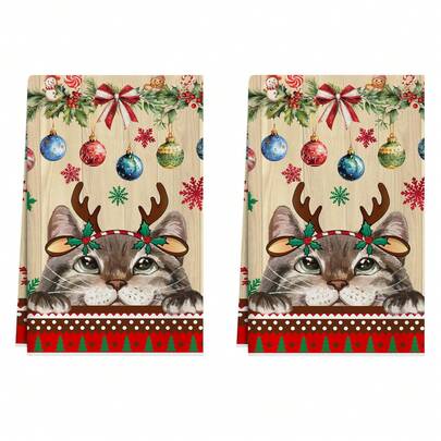 2pcs Artistic Star Christmas Tree Kitchen Towels, Farmhouse Style Holiday Winter Decor, Christmas Gift, Super Soft & Absorbent Dish Cloths, Cooking Baking Tea Towels, Dish Rags, Hand Towels, Kitchen Decor, Neighbor Gift, Mom Gift, Birthday Gift, Housewarming Gift For Friends, Kitchen Accessories, Decorations, Household Essentials