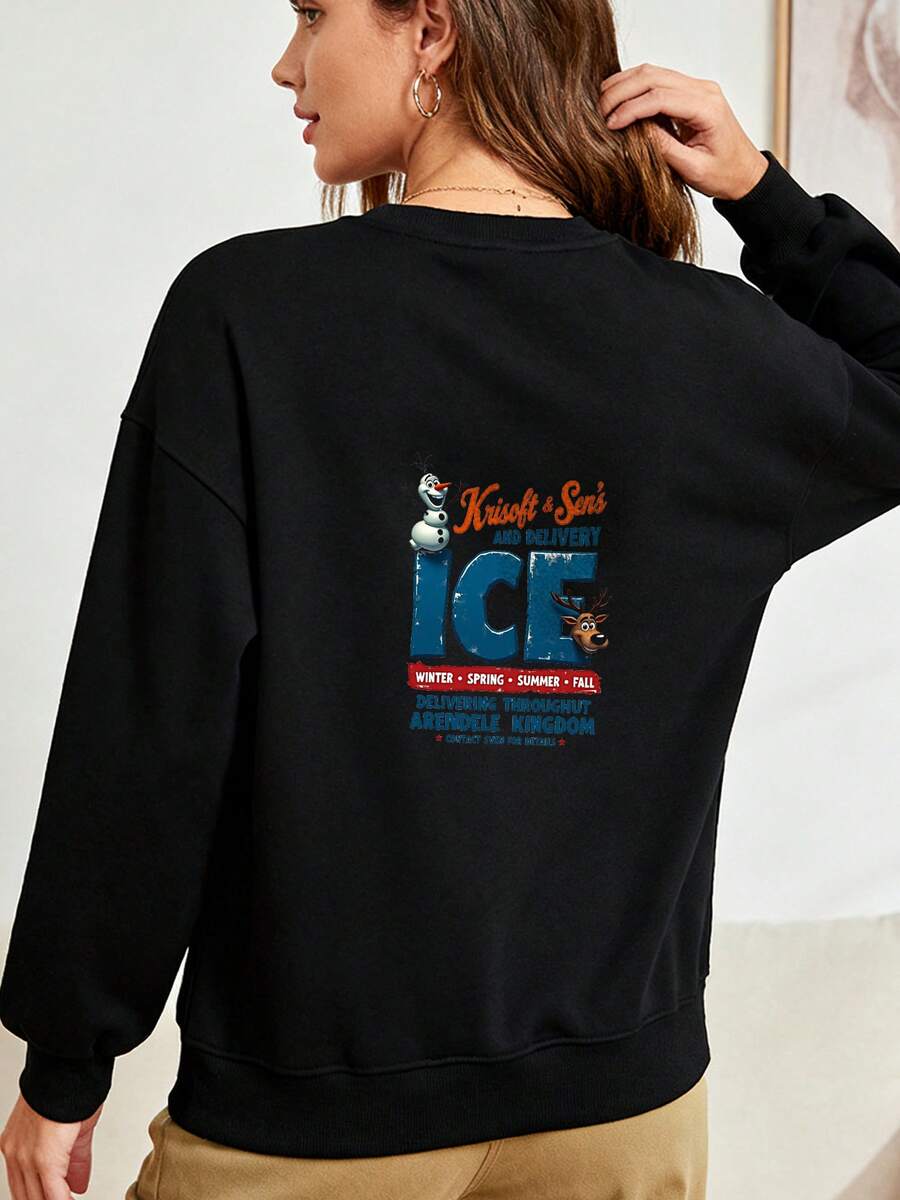 Frozen Kristoff & Sven'S Ice Harvesting And Delivery Hoodless Sweahoodless Sweathoodless Sweatshirt - màu đen - Xem 1
