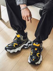 新款男士厚底运动鞋，男士休闲运动鞋，男士户外运动鞋，男士厚底运动鞋，冬季男士户外运动鞋，男士休闲运动鞋，男士篮球鞋，户外跑步鞋 - 黑綠 - 查看 7