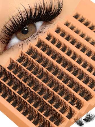 120-200 Clusters DIY Individual Lash Cluster Thick Fluffy Eyelash Extension Kit Soft Natural Eyelash Cluster Mixed Style 8~16MM Mixed Length False Eyelashes Can Be Reused In Daily Life Wedding Dates Parties