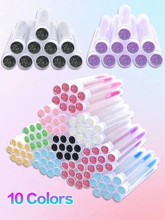 Waloshow 1-10-20-30-40-50Pcs Diamond Eyelash Brush Tubes Eyelash Extension Mascara Wands Brush In Case Eyebrow Comb Brush Applicators Replaceable Dust-Proof Sparkling Diamond Makeup Brush