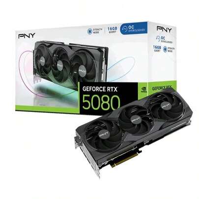 PNY GeForce RTX 5080 Overclocked Triple Fan GPU NVIDIA 16 GB GDDR7