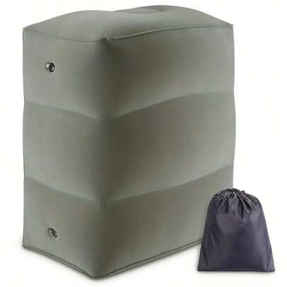 Inflatable Foot Pillow, Height-Adjustable Air Travel Leg Pillow, Can Be Used As A Foot Pillow In Airplanes, Cars, Buses, Trains, Offices,Comes With A Sleeping Eye Mask And Earplugs