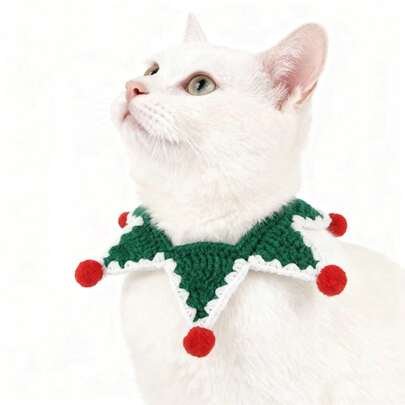 إكسسوارات تزيينية مصنوعة من الصوف المحبوك لحيوانات الأليفة في عيد الميلاد، قلادة نجمة عيد الميلاد للكلاب والقطط، قلادة تزيينية لحيوانات الأليفة في عيد الميلاد