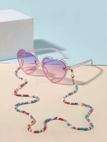 1 Kính thời trang gọng hình trái tim lấp lánh cho bé gái từ 9-14 tuổi kèm 1 dây đeo kính gọng tròn nhiều màu phong cách Bohemian cho các buổi đi chơi ngày lễ, làm quà tặng ngày lễ và tiệc tùng - Nhiều màu - Xem 5