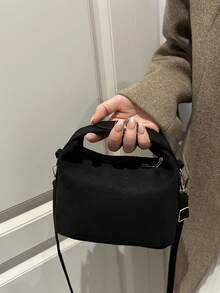 2025新款法式高端编织女士手提包，西式饺子包，小众质感通勤包，多功能托特包 - 黑色 - 查看 5