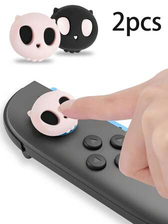 2 Tapas de joystick de controlador, Cubierta de agarre de joystick de silicona con calavera para el controlador de la consola de juegos NS 2