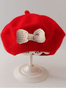 1pc Solid Color Knit Beret Hat For Baby Girls, Korean Style Infant Princess Artist Painter Cap - Multicolor - View 13