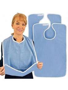 5-farbige einstellbare Erwachsenen-Lätzchen, wasserdichter Tuch-Essschürze, geeignet für Senioren, Behinderte, Pflegeheime, unisex, waschbar, mit Krümelsammeltasche, großes Erwachsenen-Fütterungslätzchen, wasserdichter 3D-Essbib, Speicheltasche, kein Waschen nötig, Komplettes Zubehör - Verschiedenfarbig - Übersicht 11