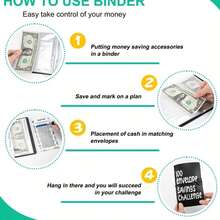 1 本储蓄挑战书 - 100 个信封挑战预算活页夹，附现金笔记本预算规划笔记本现金信封系统省钱挑战活页夹、现金信封系统套件、可打印财务规划师，助您管理资金并实现无债财务自由目标 - 彩色 - 查看 3