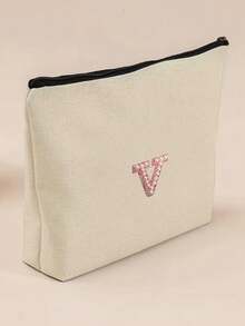 1 件 A-Z 字母 DIY 空白手提包、旅行洗漱包、绘画帆布包、帆布化妆包、绘画包、儿童包、工作、学校、旅行铅笔盒、实用 - 米色 - 查看 4