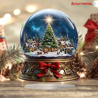 Christmas Snow Globe Ornament Acrylic Table Decor For Thanksgiving, Living Room, Cafe | No-Battery Winter Display | Unique Holiday Gift