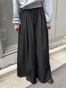 FRIFUL Women's Black Loose Wide Leg Pants, Spring - Black - View 4