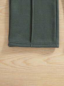 2pcs Tween Girls Casual Butterfly Print Dropped Shoulder Crew Neck Long Sleeve Sweatshirt And Pants Set, Thermal Lined Hoodie And Trousers Outfit, Autumn/Winter - Grey - View 9