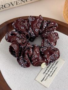 1 pièce Chouchou à imprimé floral vintage de noix de cajou, élastique à cheveux, support de queue de cheval polyvalent, élastiques à cheveux, bandes en caoutchouc pour cheveux, corde à cheveux