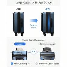 Carry On Luggage 22x14x9 Airline Approved FLO5 Expandable Polycarbonate Suitcase With Front Pocket FX-Core Brown-Black 20 Inch - 棕黑色 - 查看 5