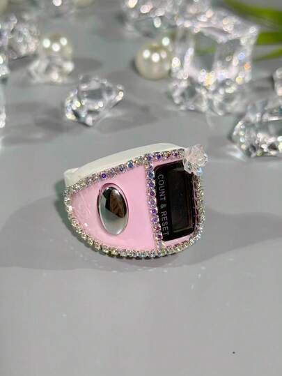 全新定制精致轻质水钻装饰戒指计数器，中东和阿拉伯电子计数器，数字显示便捷戒指计数器，缓解压力，适合祈祷计数、活动追踪、节日礼物