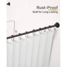 U Shaped Shower Curtain Rod, Both Sides: 23.652 Middle: 3146. Adjustable U Shape Shower Rod No - Sagging Curtain Rod Bathroom Bathtub With 12 Ring Hooks Ceiling Support - U Shape + Matte Black - View 7