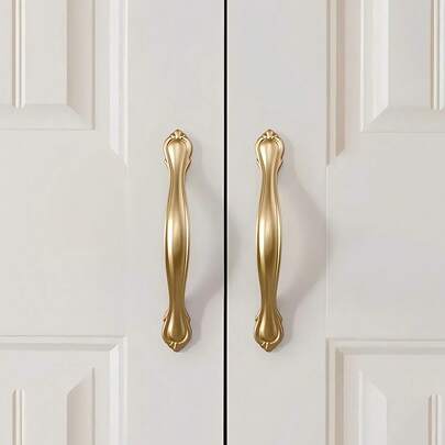 10 piezas de tiradores de gabinete dorados cepillados - Perillas modernas y elegantes para cajones de cocina y puertas de armario - Metal, varios componentes, acabado pintado, material de aluminio