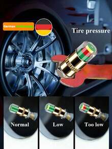 4 Pcs Car Monitoring Valve Cap Tires Pressure Indicator Tire Gauge Indicators Alert Sensor External Detection, Tire Pressure Warning Caps, Tire Pressure Monitoring Caps, Suitable For Bicycles And Automobiles For Tire Pressure Monitoring, Motorcycle Car Tire Pressure Monitor Valve Cap Sensor Indicator Eye Alert Auto Tire Pressure Inspection Tool Tire Valve - 彩色 - 查看 5