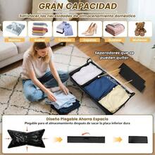 Pack de 2 Contenedores de Almacenamiento Debajo de la Cama con Ruedas y 3 Asas Reforzadas Organizador de Almacenamiento de Gran Capacidad con Ventana Transparente se Adapta Ropa y Zapatos - Negro - Ver 6