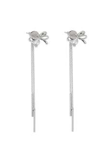 Nooxian 1 Paar Damen Silber Metall Schleife Quasten Ohrringe, Schmetterling Schmuck Geschenk