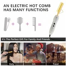 Goiple Lockmio Deluxe Diamond  Electrical Straightening & Curling Comb For Natural Black Hair & Wigs - Ultra - Fast Heating, High - Efficiency, Energy - Saving With Temperature Control,Leaves Hair Shiny - 美規A型插(110-127V) - 查看 8
