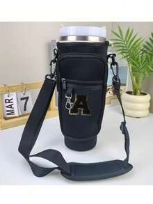 1pc 40oz Car Cup Sleeve, Vehicle Insulated Tumbler Cover Featuring Black Towel Embroidery,And Crossbody Strap For Ice Bucket Mug – Adds A Touch Of Ceremony To Every Drink! Not Directly Food Contact,Compatible With Stanley,Reusable Sleeve With Phone Pocket And Adjustable Shoulder Strap - Fits 40/30oz Cups, Durable & Scratch-Resistant Design, Keeps Drinks Hot Or Cold, Perfect For Outdoor Camping Fitness Travel Sports Water Bottle Holder - Multicolor - View 6
