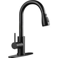 Matte Black/Chromium Plating/Brushed Nickel/Brushed GoldKitchen Faucet With Pull Down Sprayer,Stainless Steel Single Handle Kitchen Faucet,Multiple Modes Switch Water, 8'' Deck Plate Included,Suitable For Farmhouse Laundry Rv Bar - 霧面黑 - 查看 1