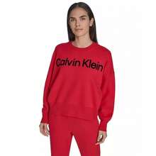 Calvin Klein Women's Performance Flocked Logo Pull-On Sweatshirt | - 紅色 - 查看 1