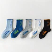 5 đôi tất thể thao thoáng khí in chữ "SPEED" cho trẻ em, màu ngẫu nhiên, dài đến bắp chân, dành cho bé trai và bé gái, mùa xuân/thu (3-8 tuổi, 8-12 tuổi) - Nhiều màu - Xem 12