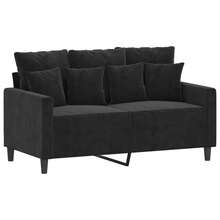 vidaXL 2-Teiliges Sofa-Set Mit Kissen, Schwarz, Samt - Black - View 3
