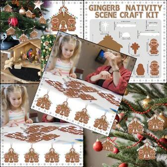 QQWQ24 Sets Gingerbread Nativity Scene Craft Kit Christmas Paper Make Your Own Gingerbread House Ornament DIY Crafts For Xmas Holiday Activity Party Supplies