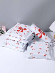 20pcs Red Bow Courier Bags, PE Shipping Packaging Bags, Thickened Self-Sealing Bags, 12 Micron Courier Bags, Suitable For Wedding Season, Birthday Party, Christmas Gifts, Garment Box Bags, Applicable For Women, School, Office Supplies, Stationery, E-Commerce Shipping And Mailing. - Red Bow - View 3