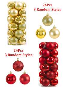 48/24Pcs Christmas Ball Ornaments, Classic Christmas Ornament Set, .18" Christmas Ball, Suitable For Christmas Tree,Plastic Christmas Ball Ornaments,Christmas Tree Decoration,Holiday Decoration Pendant Christmas Decorations Home Christmas Gifts Christmas Decor