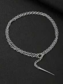 1pc Punk O-Ring Rivet Pendant Necklace, Hiphop Open Circle Necklace For Men And Women, Minimalist Street Style Party Accessory - 鍊式項鍊 - 查看 6