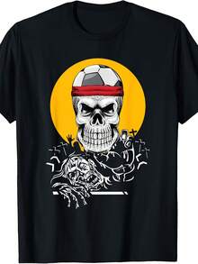 Soccer Ball Skull Lazy DIY Halloween Costume Sport Skeleton T-Shirt - Gaya 6 - View 1