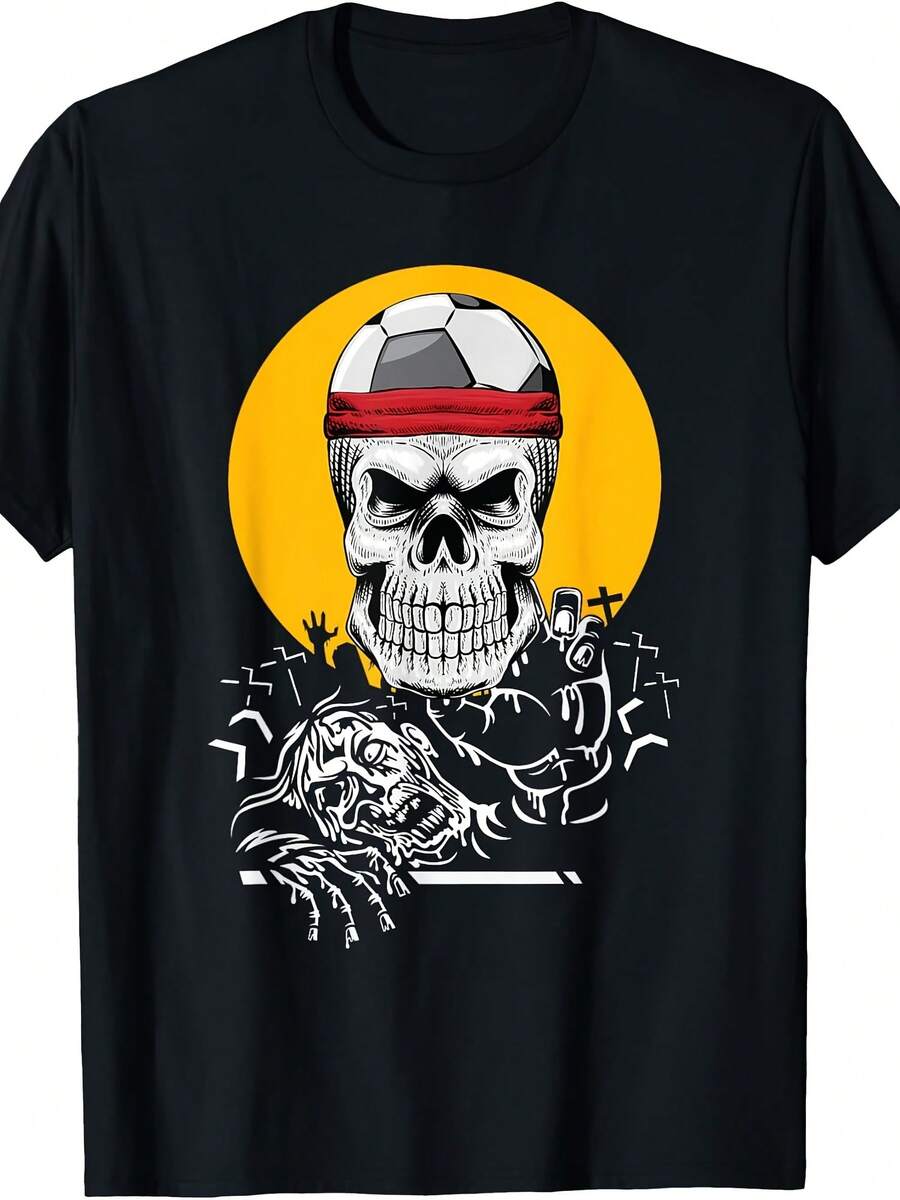 Soccer Ball Skull Lazy DIY Halloween Costume Sport Skeleton T-Shirt - Gaya 6 - View 1