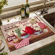 Design vintage con elementi classici e nostalgici, alla moda e bello, resistente al calore e antiscivolo, facile da pulire. Adatto per qualsiasi cucina, lavatrice, asciugatrice, piano cottura e piano in vetro. - Multicolore - Visualizzare 7